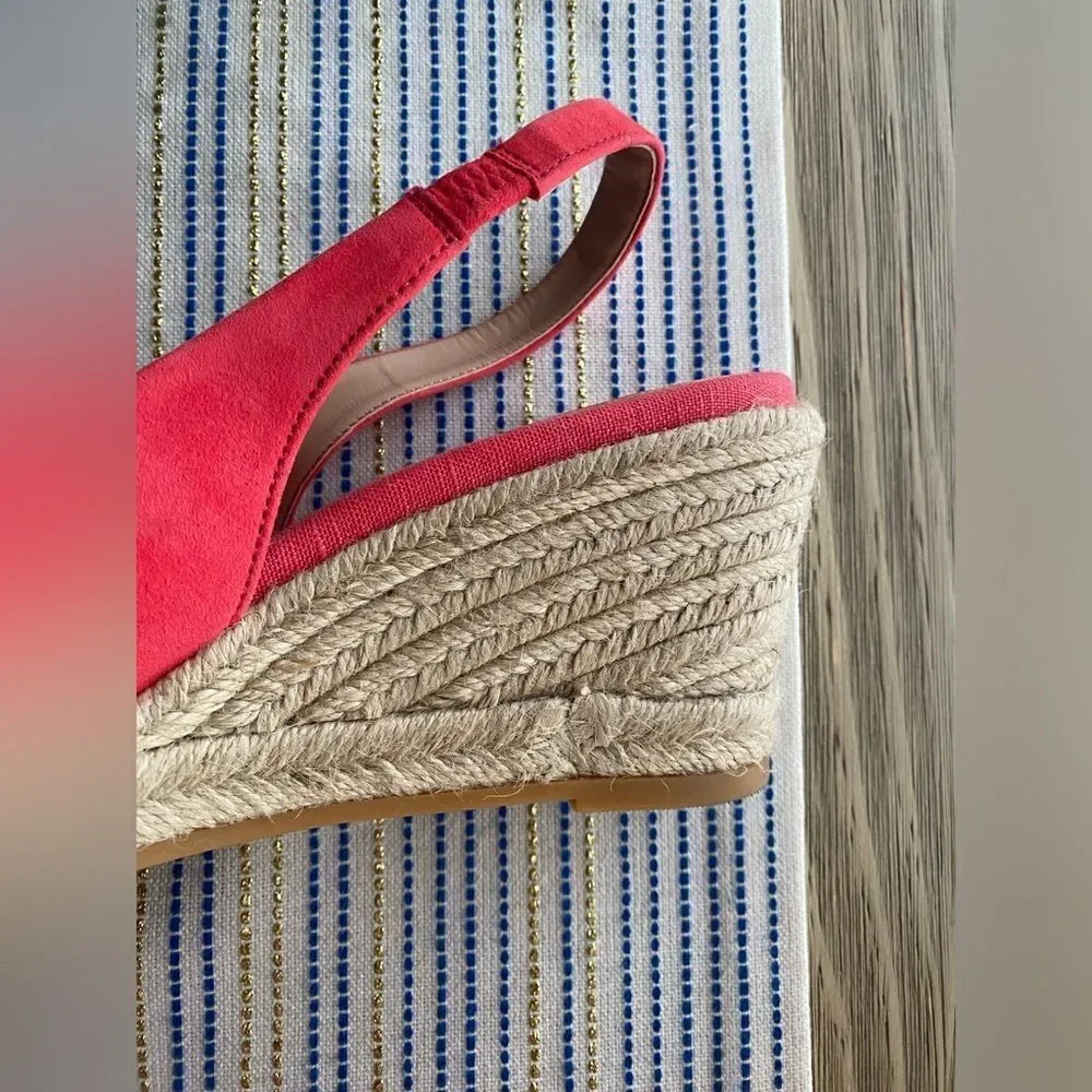 Cole Haan Espadrille  Womens  Sz 9.5 Cloudfeel  Wedge Sandals Coral Orange NEW